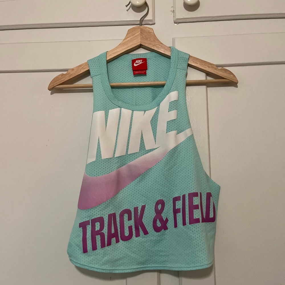 Nike Track & Field Athletic Jersey Tank Size S Mint Green Purple White